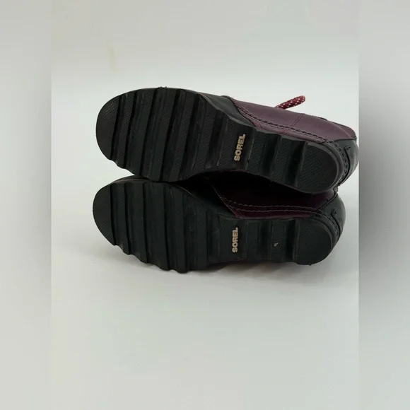 SOREL Lexie Waterproof Leather Wedge Burgundy & Black Wedge Ankle Boots SZ 8.5 - Picture 13 of 16